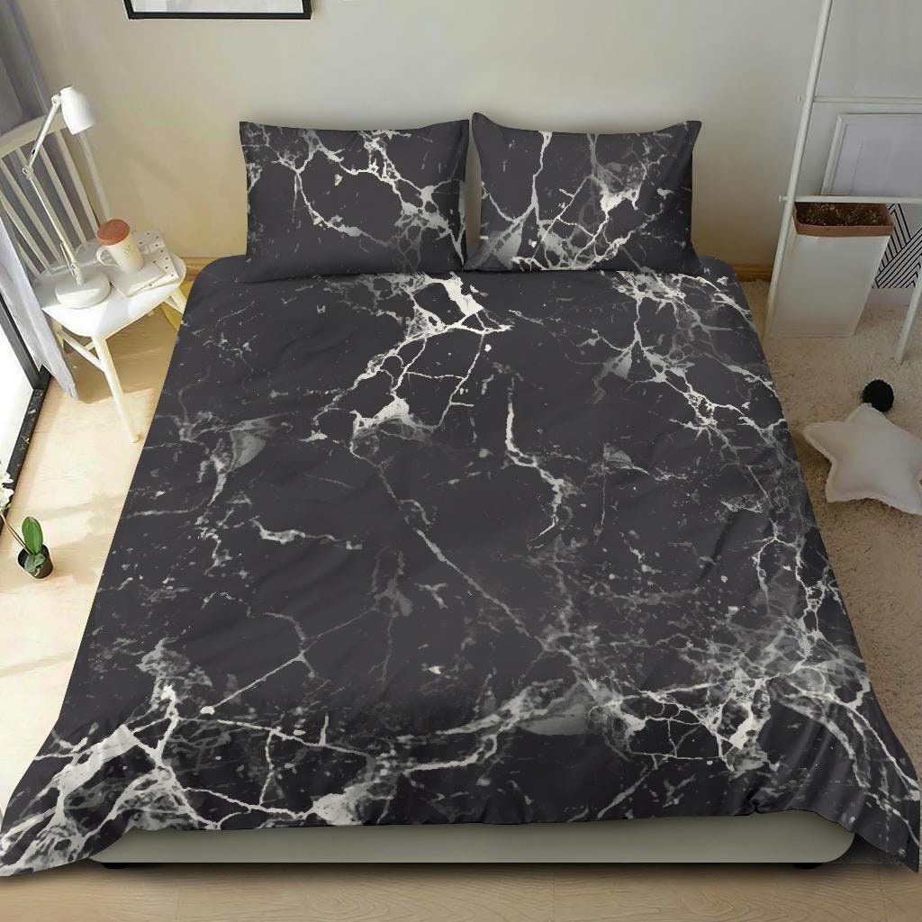 Schwarzes und weißes Marmor Bettwäsche Set Bettbezug | Etsy