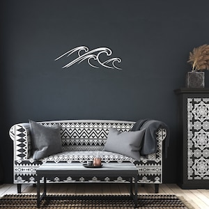 Ocean Waves Metal Art, boho-chic wall Art, seaside home decor, peace wall art, high-quality 18 gauge steel, Black, White, Copper, Silver,
