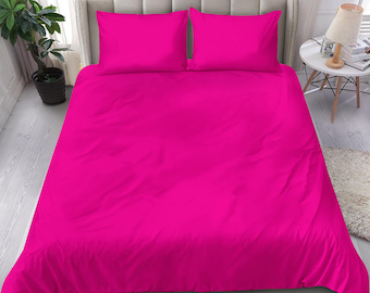 Barbie Pink bedding set cover, perfect pink bedroom decor, plain pink bed set cover, barbie themed duvet cover, perfect pink color bed