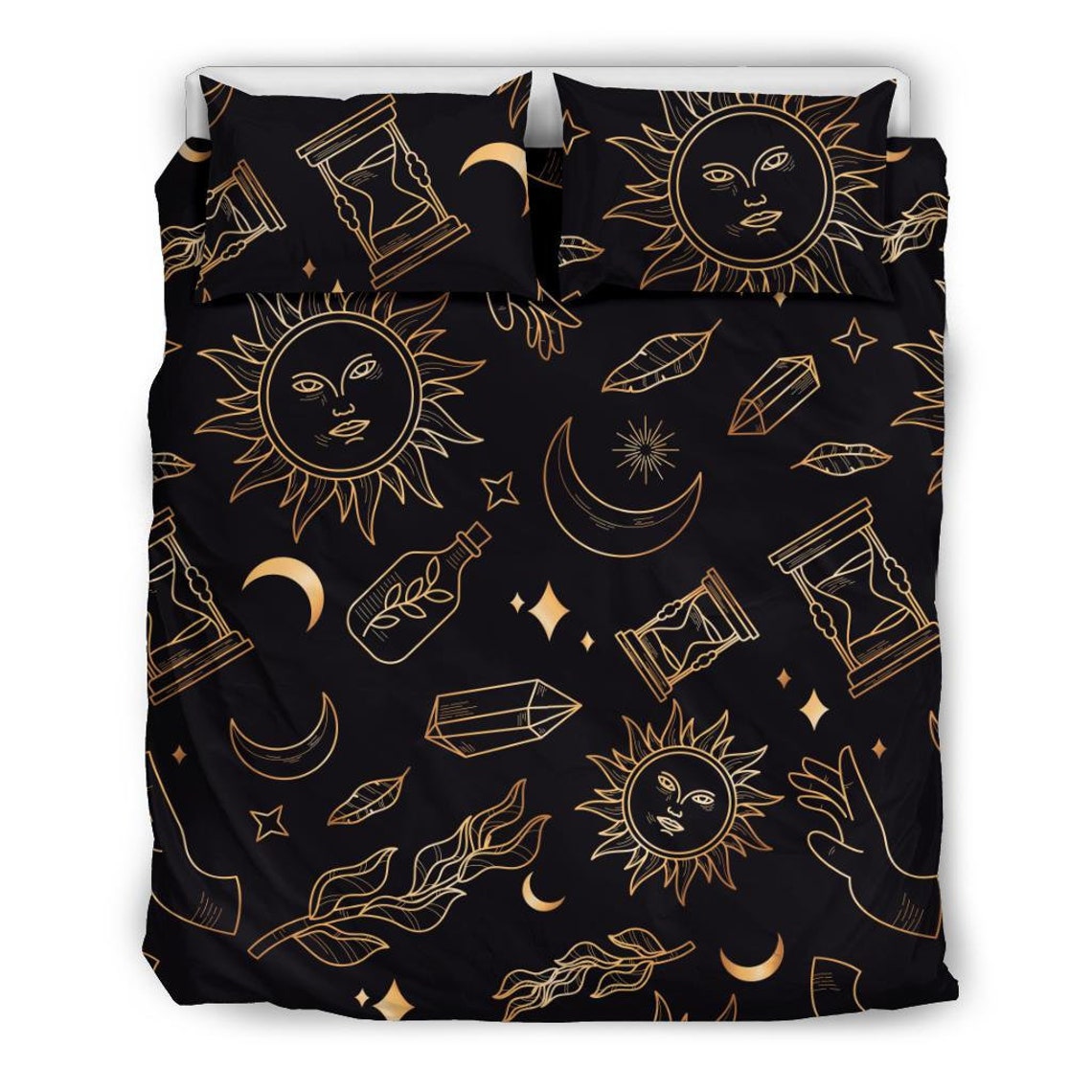 Bohemian Black and Gold Bedding Set Cover Astral Drawing of Etsy