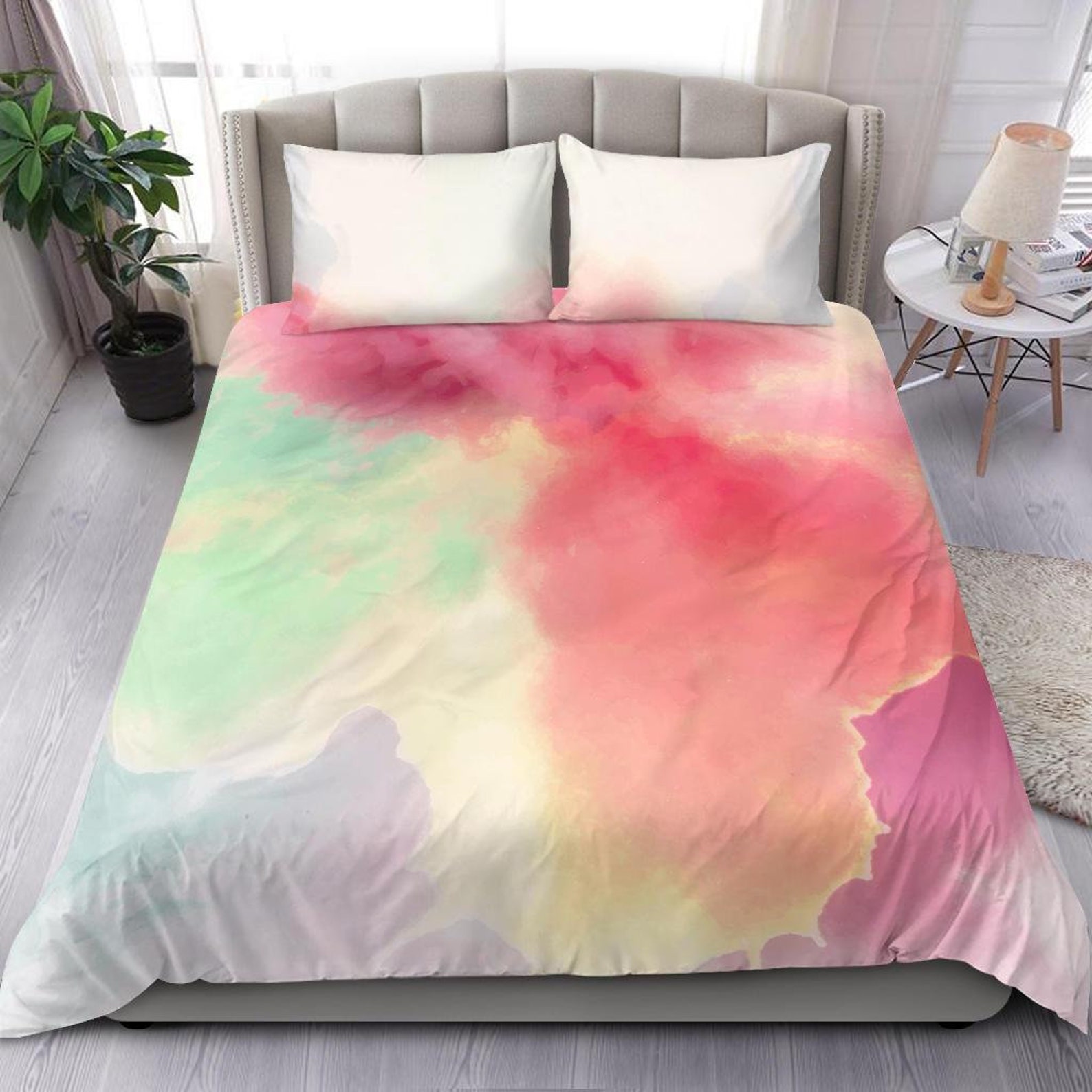 Colorful Custom Tie dye bedding set with pretty pastel colors Etsy