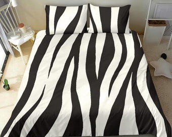 Zebra style bed set cover, Black and White Zebra design pattern, wild animal jungle bedroom decor furniture for an amazing room