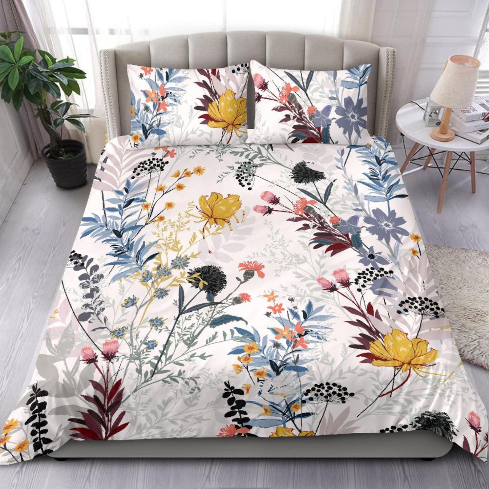 Fancy Colourful Flower Field Bedding Set Brushed Polyester - Etsy