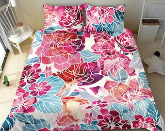 Luxurious Pink Boho Wonderland Pattern brushed polyester fabric Bedding set duvet cover, cozy lightweight premium materials