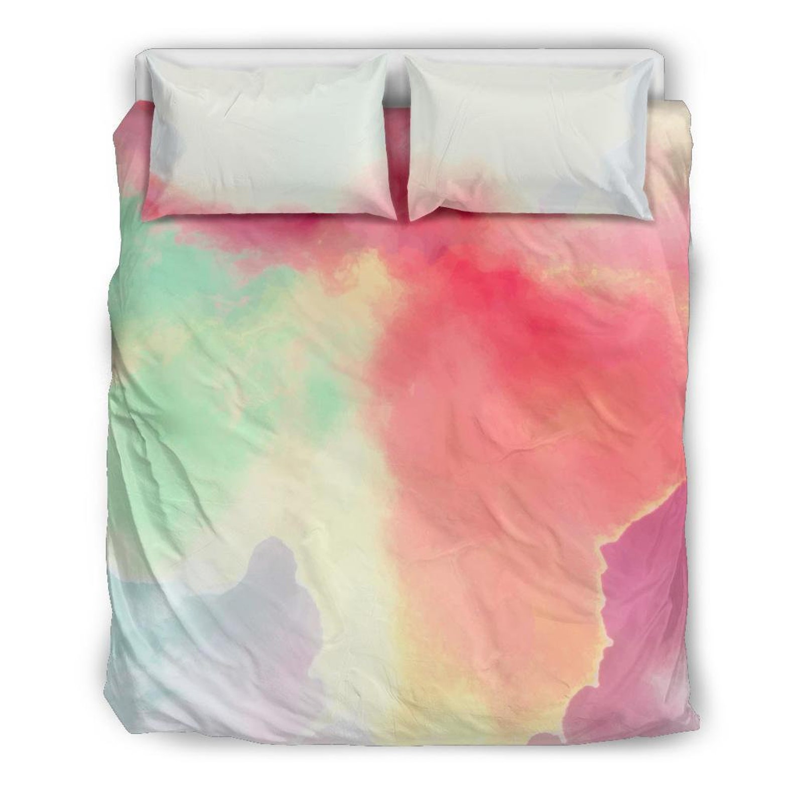 Colorful Custom Tie dye bedding set with pretty pastel colors | Etsy