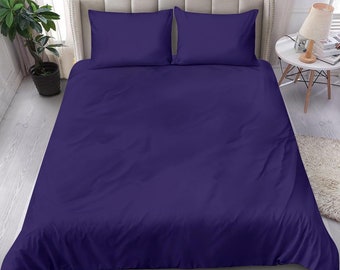 Deep Purple Duvet Cover Set: Queen/King Bedding, Lightweight Polyester