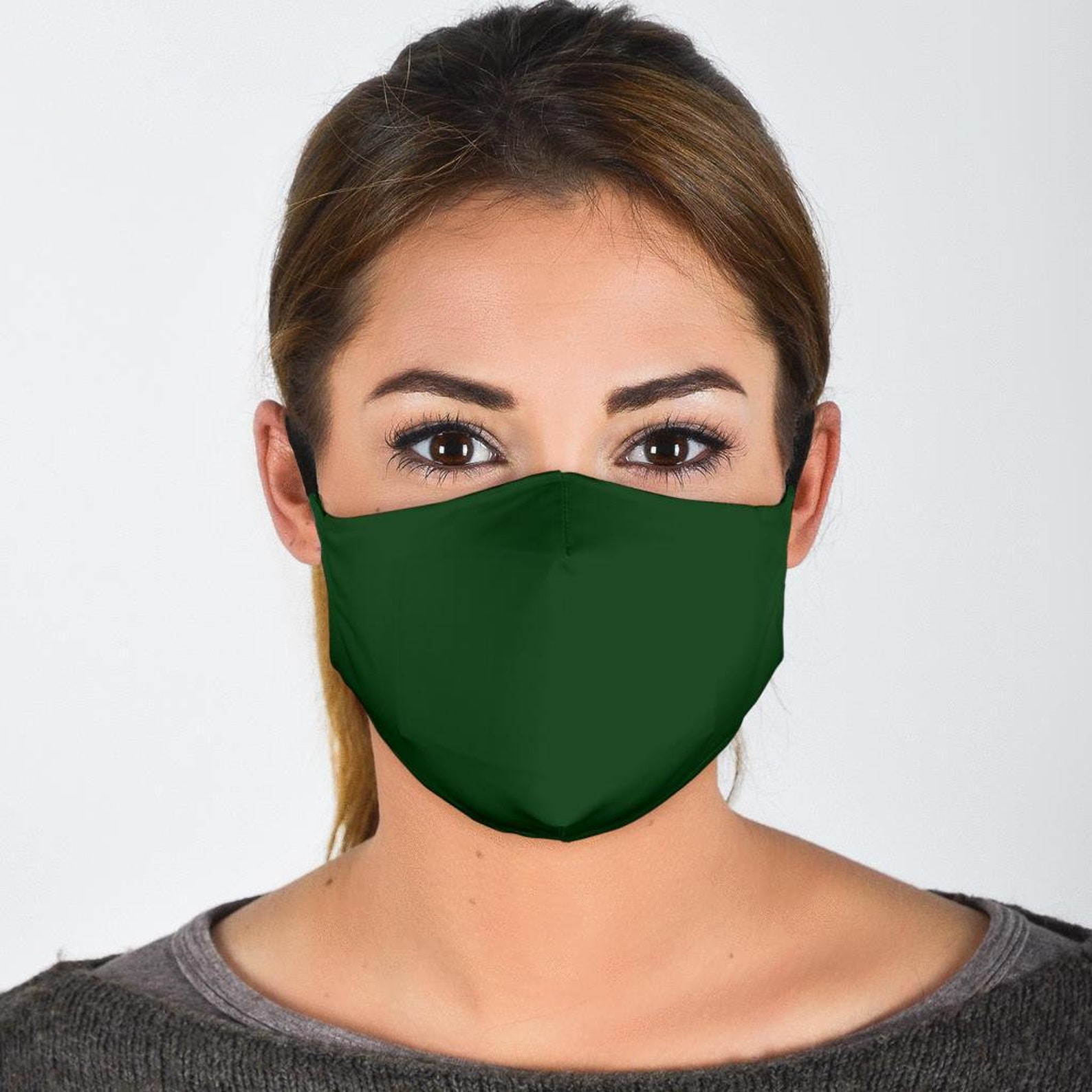 Plain Dark GREEN FACE MASK Comes With 2 Filters Washable Etsy