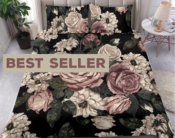Wild ROSES Luxurious brushed polyester fabric Bedding set duvet cover and two pillowcases , cozy lightweight premium materials