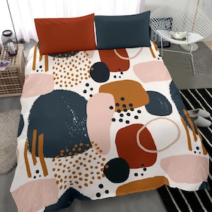 Abstract Hand Painting Pattern, Strips and Polka dots style, Pink Blue and Orange on a White Background