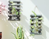Wood Wall Hanging Planter Glass Flower Pot Succulents Holder Home Rustic Hydroponic Container Pendant Vase Balcony