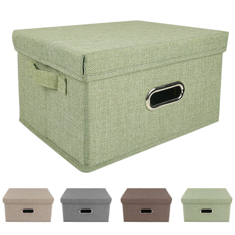 Heavy Duty Linen Fabric Cube Storage Bins Boxes With Lid Etsy