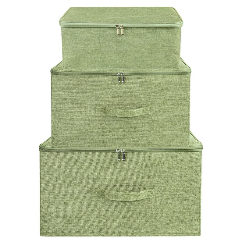 Zipper Lids Foldable Storage Bin Cube Boxes Linen Fabric Etsy
