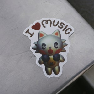 Y2K I Heart Music Cat With Headphones Waterproof Vinyl Sticker