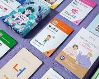 BASIC BUNDLE - Hangul & Survival Korean Flash Cards - Perfect Gift Idea for Korean Language Learners - Learn Korean with Self-Study Bundle