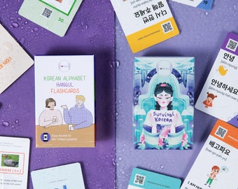 SUPERB BUNDLE - Hangul & Survival Korean Flashcards - Learn Korean w/ 100-Min Master Orientation Video and 3 Absolute Beginner Video Lessons