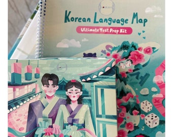 TRINITY SET (ENHANCED) - Korean Language Map, Hangul & Survival Korean Flashcards - Learn Korean w/ 100-Min Master Orientation Video Lesson