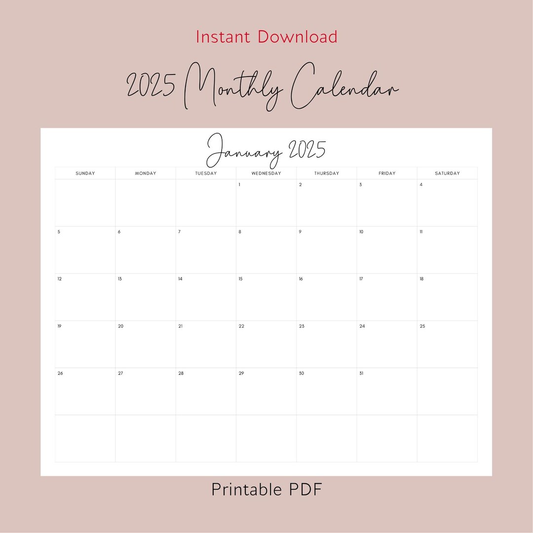 2025 Calendar 2025 Monthly Planner Landscape Elegant Monthly Calendar ...
