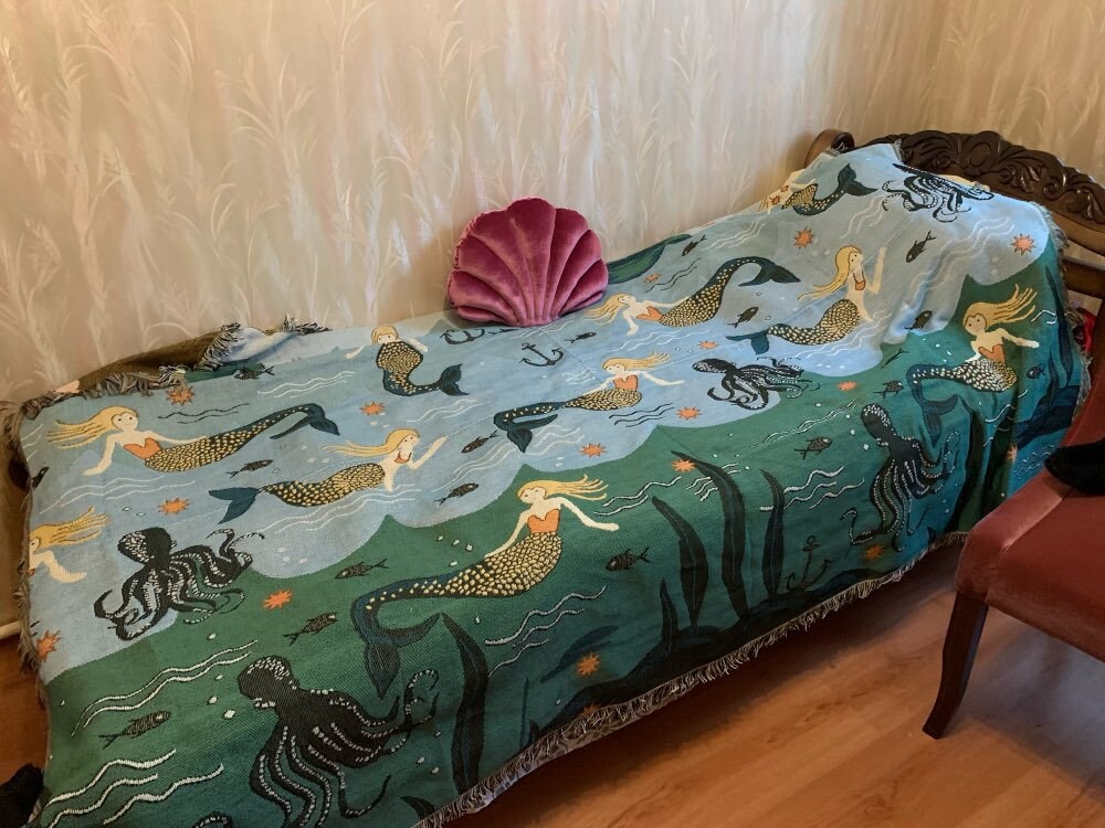Mermaid sofa blanket Living Room Tapestry Carpet Sofa Blanket Etsy