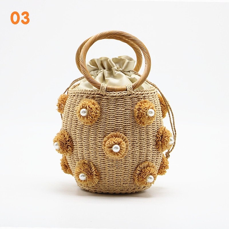 Handmade Rhinestone Crystal Embellished Straw Bag Small Straw Etsy
