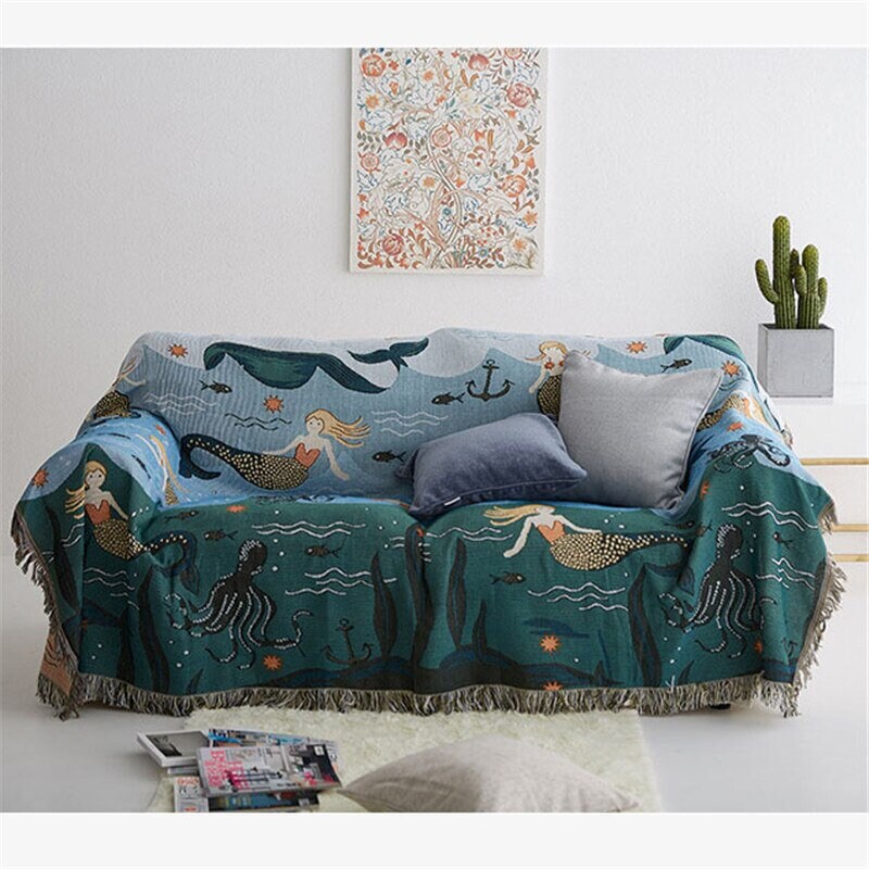 Mermaid sofa blanket Living Room Tapestry Carpet Sofa Blanket Etsy