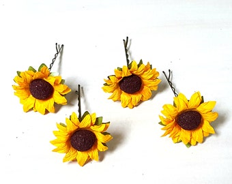 set of two floral hair clips hair clips Sunflower hair clips Accessories Hair Accessories Hair Pins hair grips flower hair clips Handmade Crochet Sunflower Hair Pins 