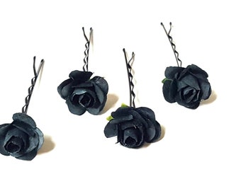 Hair Flowers,Bridal,Bridesmaid,Festival,Party,Goth,Boho Black Rose Hair pins Hair Flowers,Bridal,Bridesmaid,Festival,Party,Goth,Boho Black Rose Hair pins