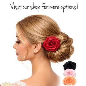Black small flower hair pins minimalist wedding hairpins, Black mulberry paper mini rose hairclips decorative hair flowers - Set of 4 image 8