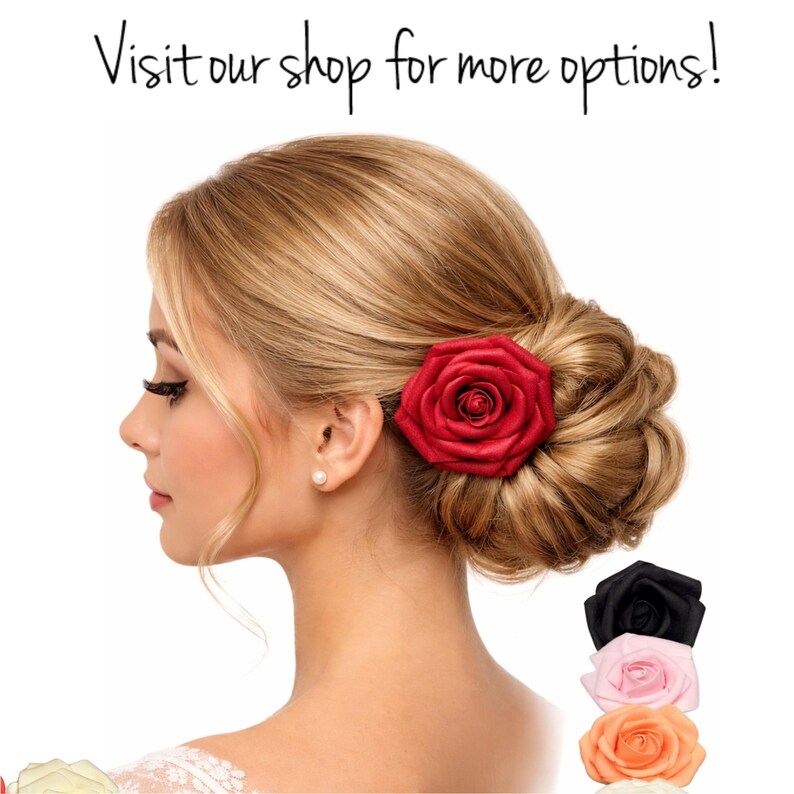 Black small flower hair pins minimalist wedding hairpins, Black mulberry paper mini rose hairclips decorative hair flowers - Set of 4 image 8