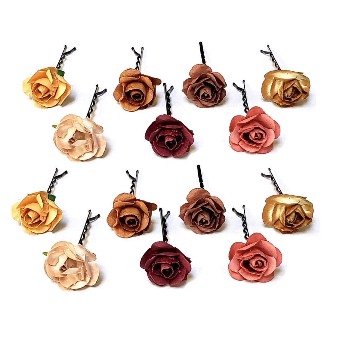 Natural Tones Mini Rose Pins Mini Earth Tones Rose Hair Pins Etsy