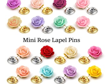 Handmade Rose Boutonniere – Small Flower Lapel Pin – Mini Rose Brooch – Groom's Suit Pin – Mulberry Paper Floral Clothes Pin – INCLUDES 1