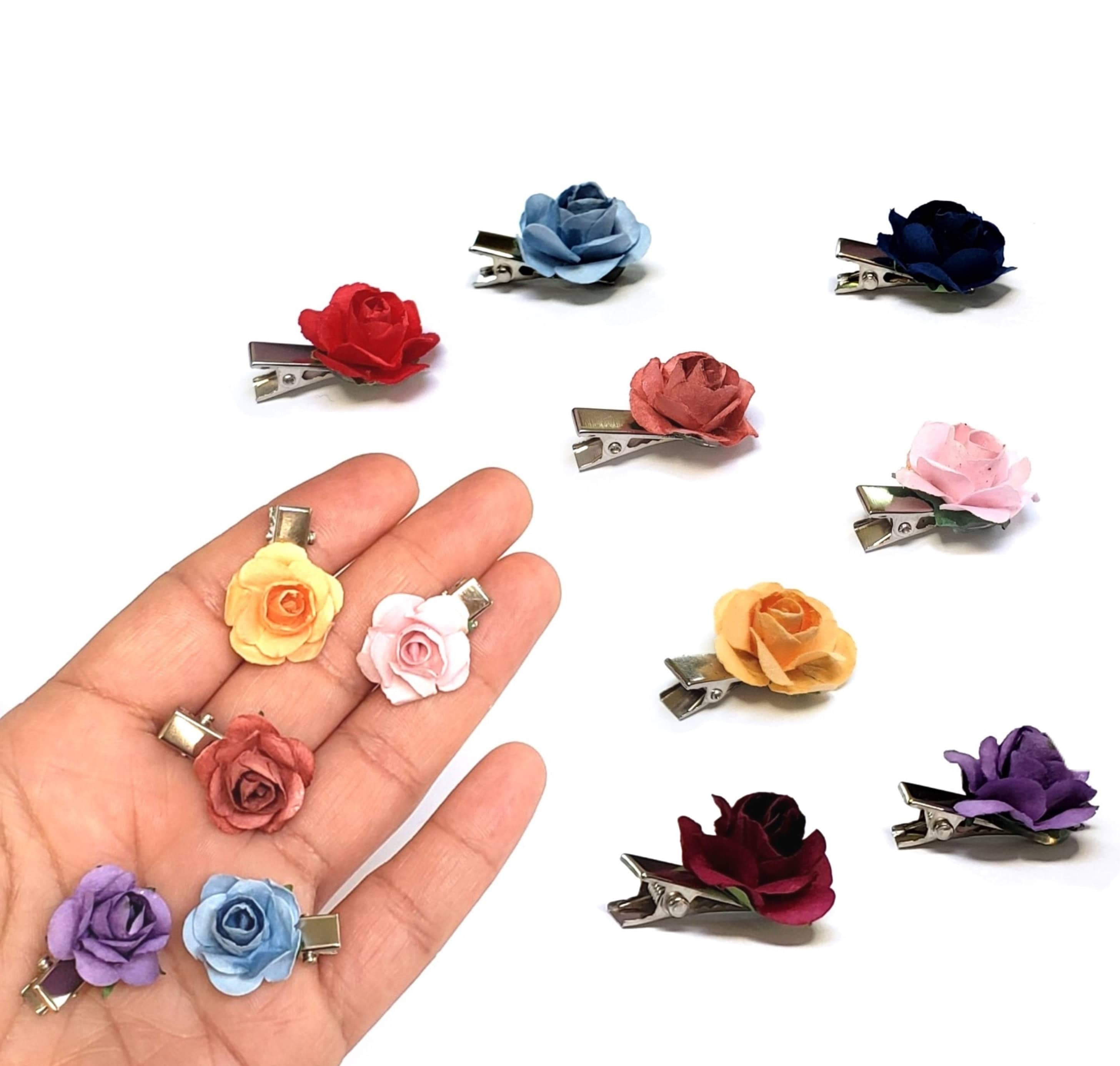Minimalist Flower Hair Clip Small Rose Hair Accessories, Tiny Hairclip, Small Flower Hair Clips, Mulberry Paper Rose Hair Clips - Includes 1