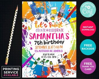 Paint Party Invite Etsy