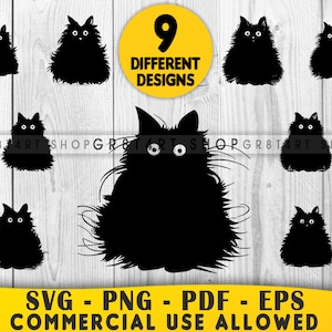 Cat Silhouette, Cat Bundle Svg, Cat Clipart, Kitty Svg, Cats Svg, Black Cat Svg, Cat Lover Svg, Digital Download, Mystic Cat Svg