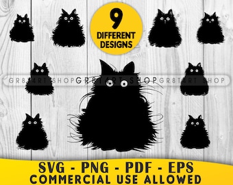 Cat Silhouette, Cat Bundle Svg, Cat Clipart, Kitty Svg, Cats Svg, Black Cat Svg, Cat Lover Svg, Digital Download, Mystic Cat Svg