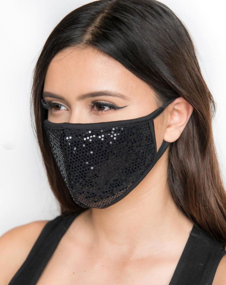 Bling Masks For Women Sequin Black Mask Sparkle Bling Etsy
