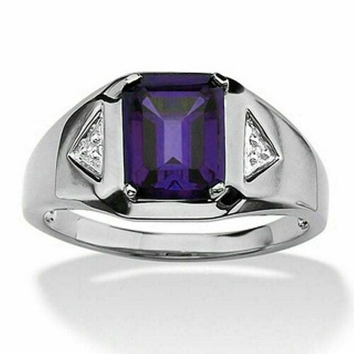 Natural Amethyst Ring for Men in 925 Sterling Silver AAA Etsy