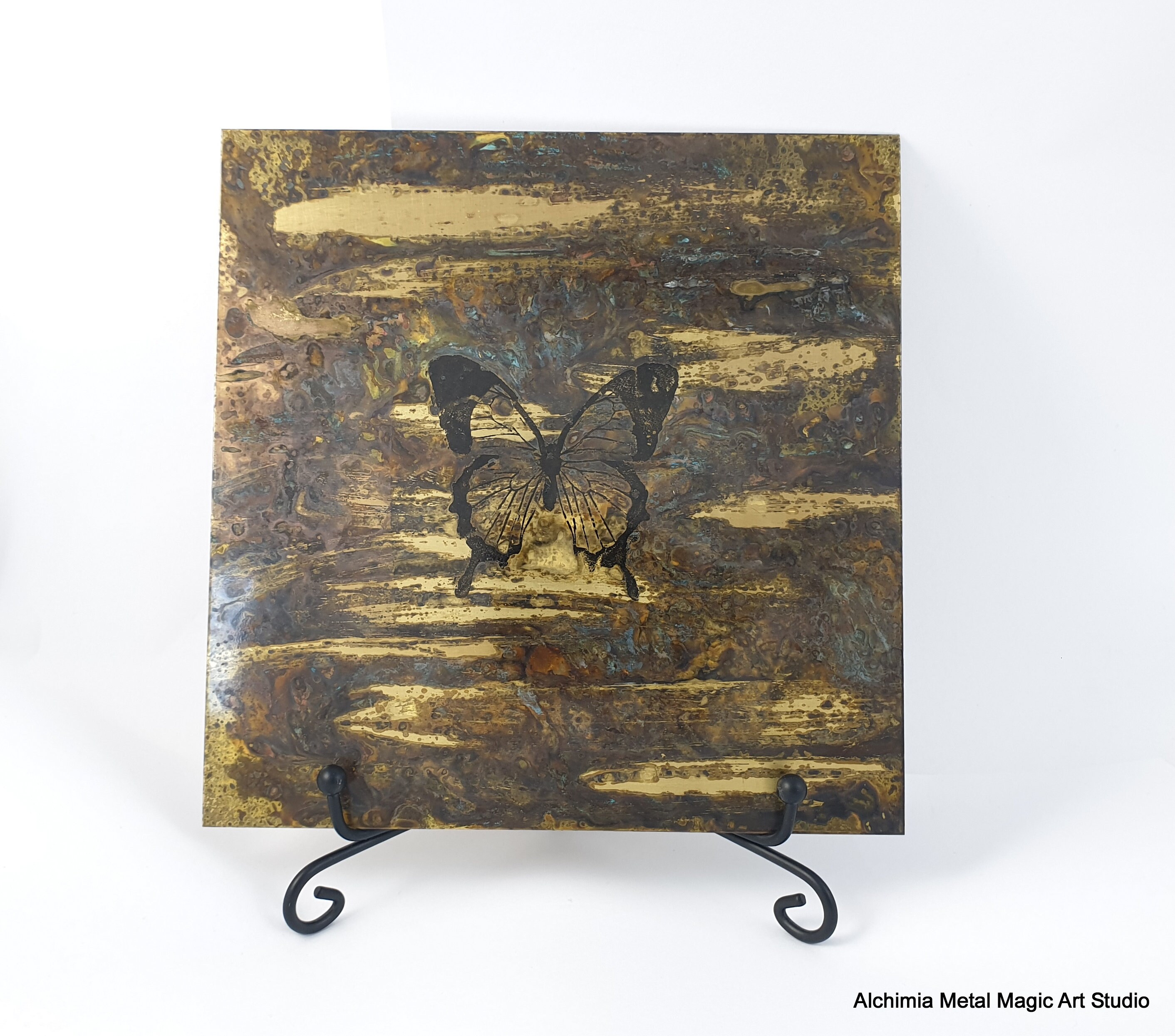 Metal Wall Home Decor Abstract Art Frame Picture Rustic Blue Etsy UK