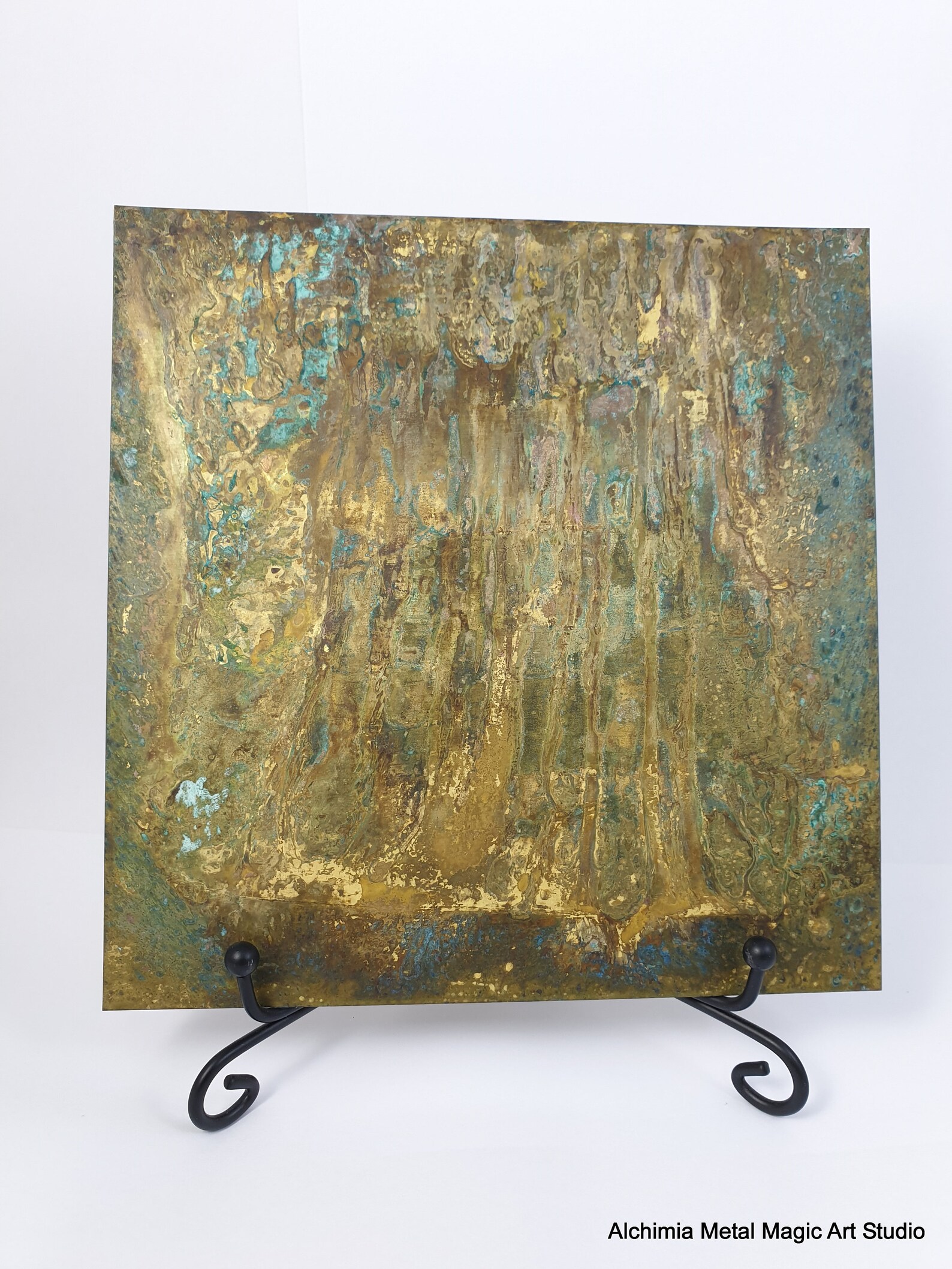 Metal Wall Home Decor Abstract Art Frame Picture Rustic Blue Etsy