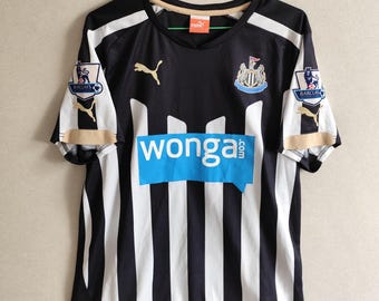 Newcastle United Puma Home Football Shirt Wonga Sponsor Black White Size S
