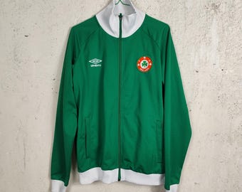 Republic of Ireland Umbro Track Jacket Green White Éire Print Size M