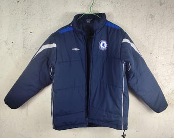 Vintage 2005-06 Chelsea Umbro Padded Bench Coat Kids YXL 158 cm