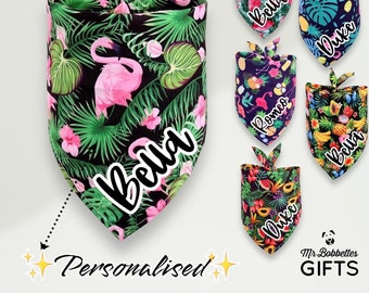 Personalised Dog Bandana, Hawaiian, Tropical, Custom, Pet Accessories, Dog Bow Tie, Pet Supplies, Puppy Birthday, Summer Birthday U.K.