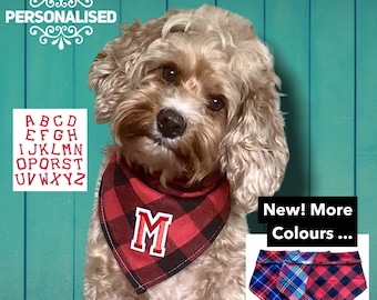 Personalised Dog Bandana: Brushed Cotton Plaid Neckerchief