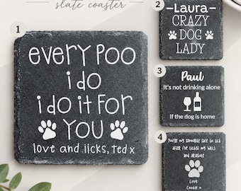 Personalised Slate Coaster: Funny Dog Mum Gift