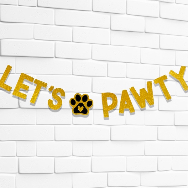 Let’s Pawty Banner, Dog Birthday Party, Paw Birthday Bunting, Dog Accessories for Celebration, Free Delivery U.K.