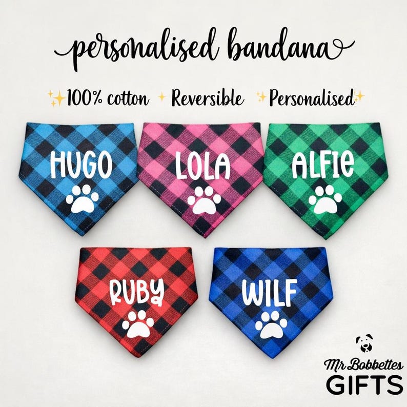 Caja de regalo personalizada para perros: pañuelo, bolsa para premios y pajarita. imagen 6