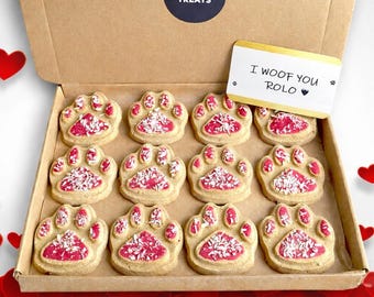 Love Paws, Doggy letterbox gift, Tasty Biscuit, Sugar Free Icing, Personalised Message, Dog Biscuits, Treat Box Gift U.K. Personalised Gift