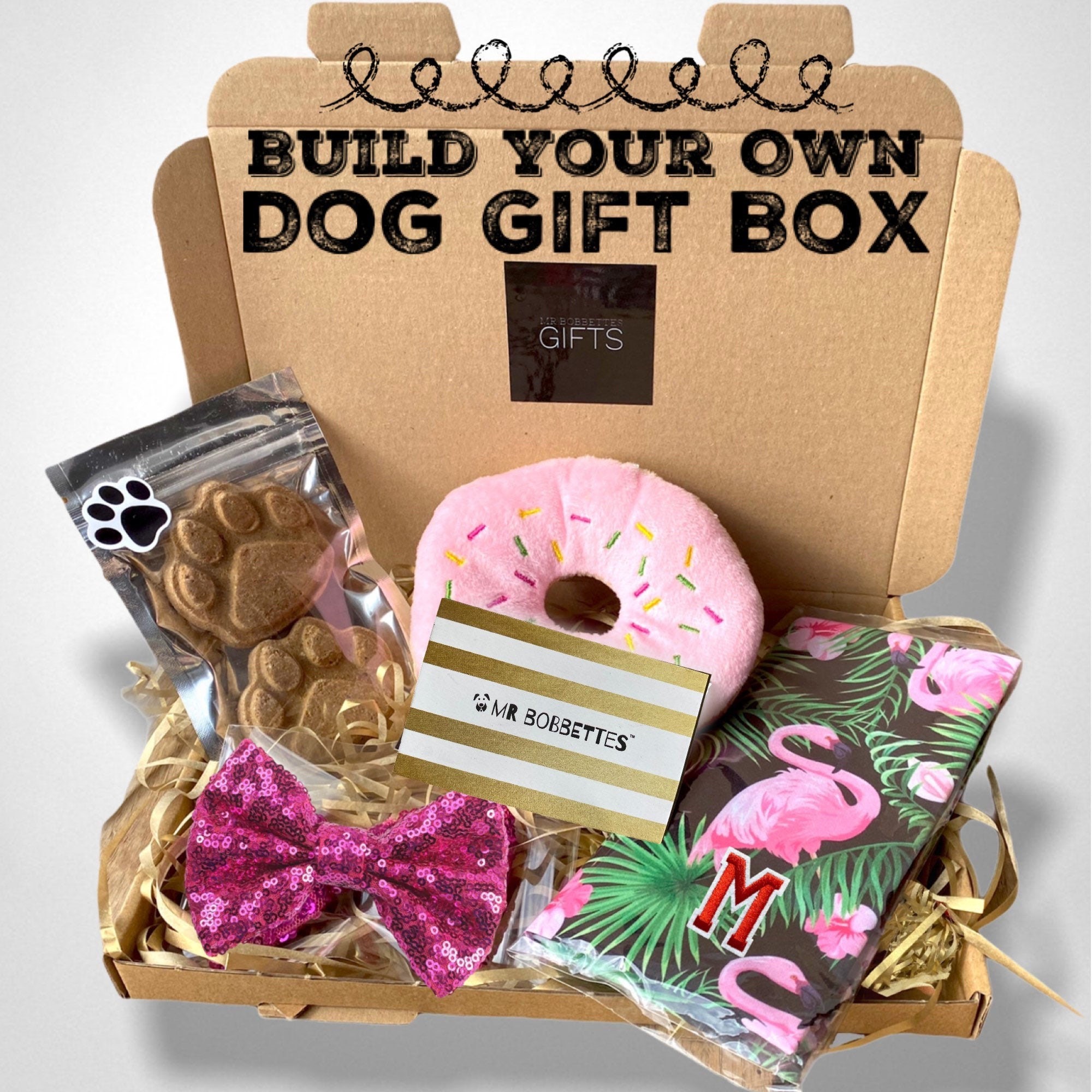 Personalised Dog Gift Box Bandana Bow Tie Treats Etsy
