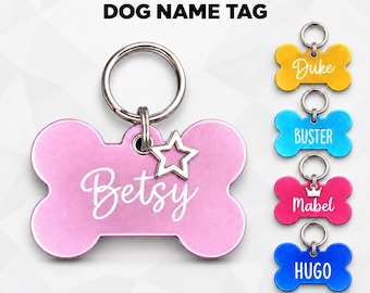 Personalised Pet ID Tag, Laser Engraved Dog Tag, Bone Puppy Gift Charm