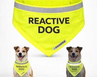 Reactive Dog Reflective Bandana | High Visibility Nervous Dog Warning Scarf | Safety Collar Attachment UK